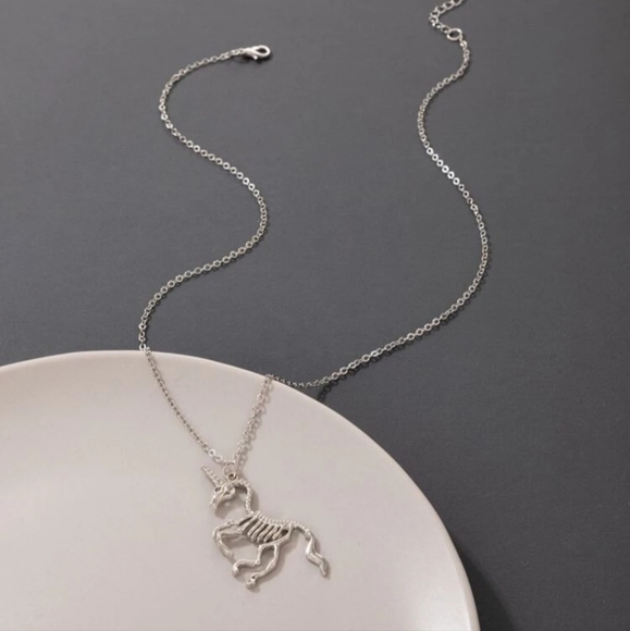 Pale Horse Skeleton Unicorn Horse Necklace Spooky Season Approved! - Picture 3 of 11
